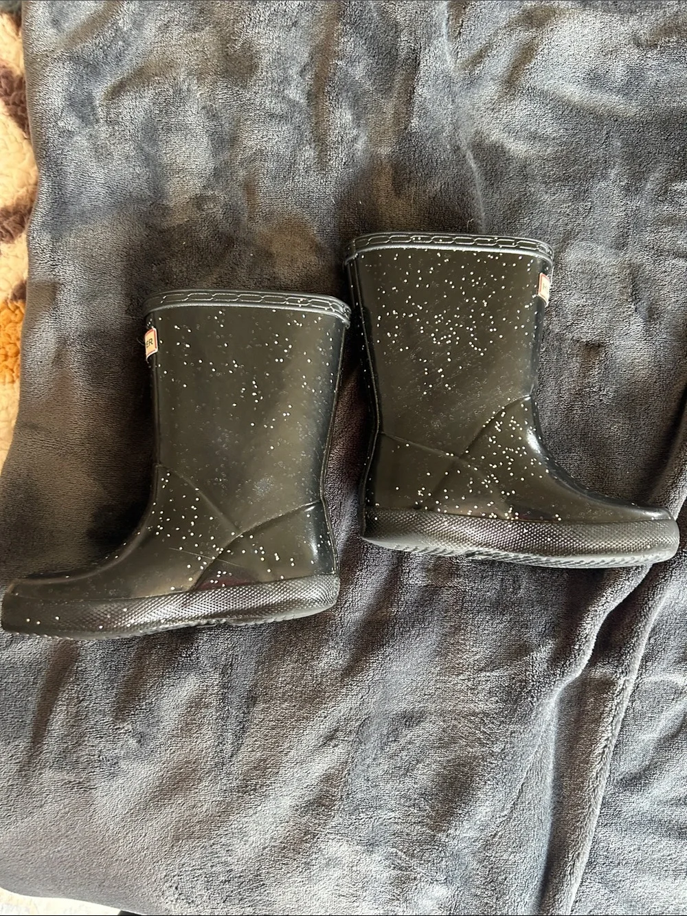 Hunter Kids Black Speckle Rain Boots